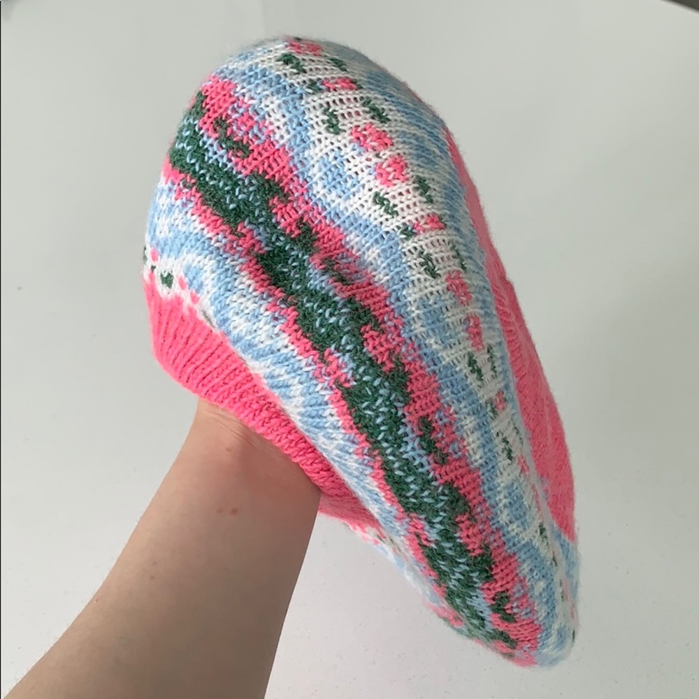 Pink Knit Wool Beret